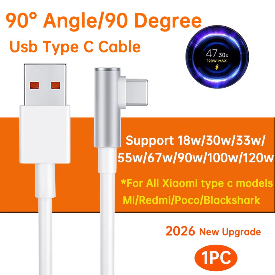 Original Usb Type C Cable 120W 100W 90W 67W Turbo Fast Charger Mi 17 15 14 13 12 T Pro 11 Ultra Poco F8 X8 X7 Redmi Note