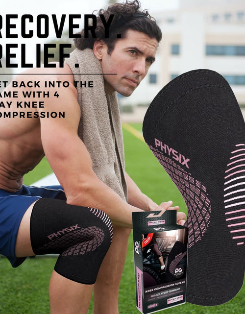 Load image into Gallery viewer, Physix Gear Knee Compression Sleeve for Men &amp; Women - Best Compression Knee Brace for Walking, Running, Gym, Basketball, Weightlifting,Workout, Sports - Knee Sleeves Support Compression &amp; Stability
