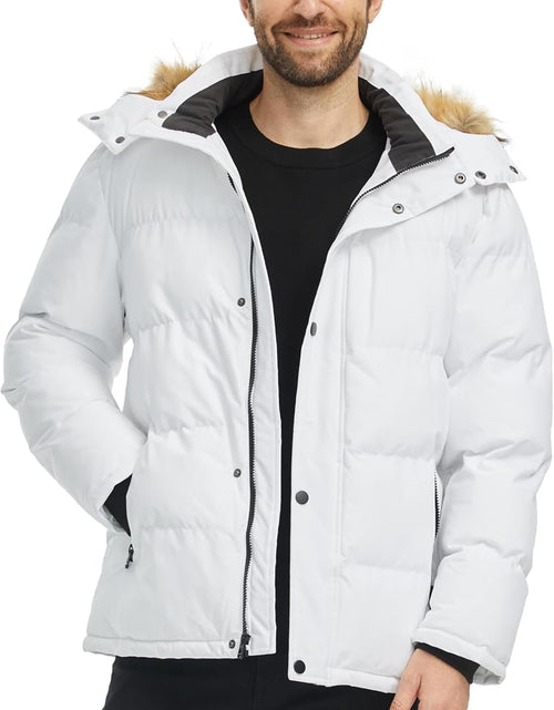 Load image into Gallery viewer, Men'S Puffer Jacket Cotton Coat with Removable Hood Black Small
