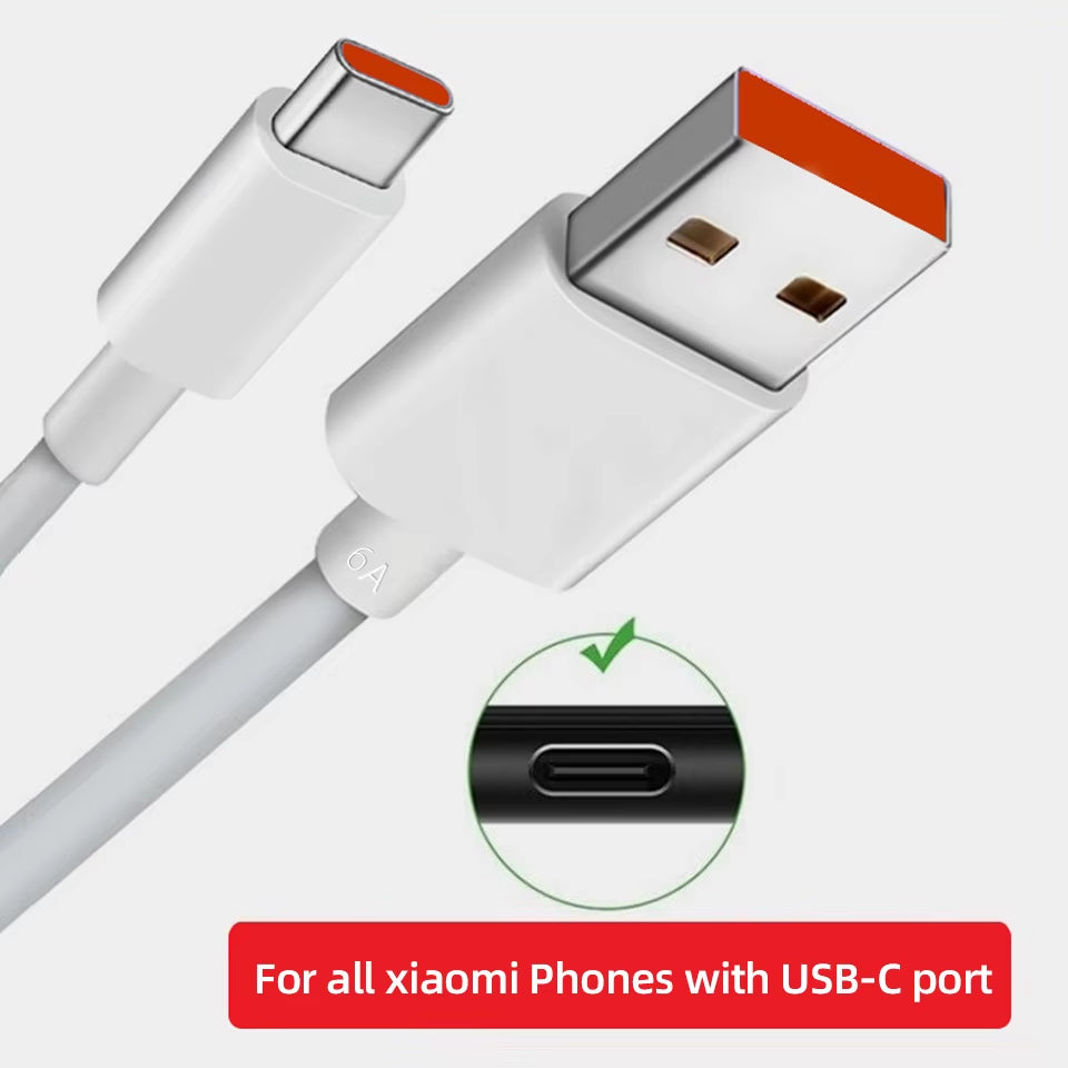 Original Usb Type C Cable 120W 100W 90W 67W Turbo Fast Charger Mi 17 15 14 13 12 T Pro 11 Ultra Poco F8 X8 X7 Redmi Note