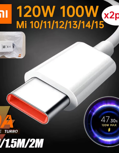 Load image into Gallery viewer, Original Usb Type C Cable 120W 100W 90W 67W Turbo Fast Charger Mi 17 15 14 13 12 T Pro 11 Ultra Poco F8 X8 X7 Redmi Note
