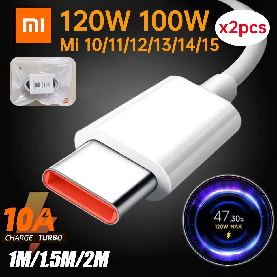 Original Usb Type C Cable 120W 100W 90W 67W Turbo Fast Charger Mi 17 15 14 13 12 T Pro 11 Ultra Poco F8 X8 X7 Redmi Note